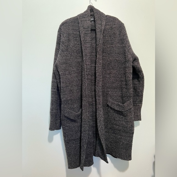 Barefoot Dreams super soft Cozychic Cali Cardigan in carbon black w2. - Picture 10 of 13